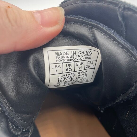 Black Boys Size 7 Buckle Polo Ralph Lauren OSLO Waterproof Leather Suede Boots - Picture 9 of 12